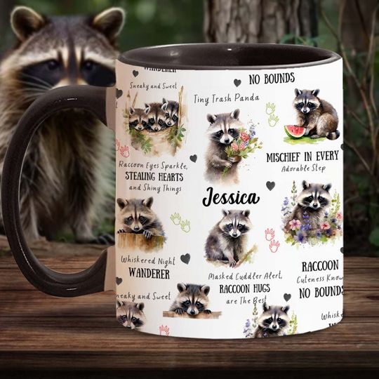 Discover Little Bandit Paws - Personalized Raccoon Accent Mug