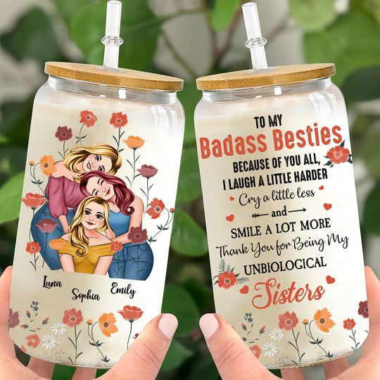 Discover My Unbiological Sisters - Personalized Bestie Can Glass