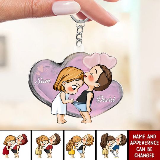 Discover Cute Couple - Gift For Husband Wife, Anniversary - Personalized Acrylic Keychain