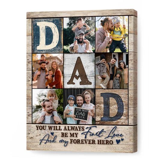 Discover Dad Photo Collage Canvas Poster, Personalized Gifts For Dad, Best Father’s Day Gifts