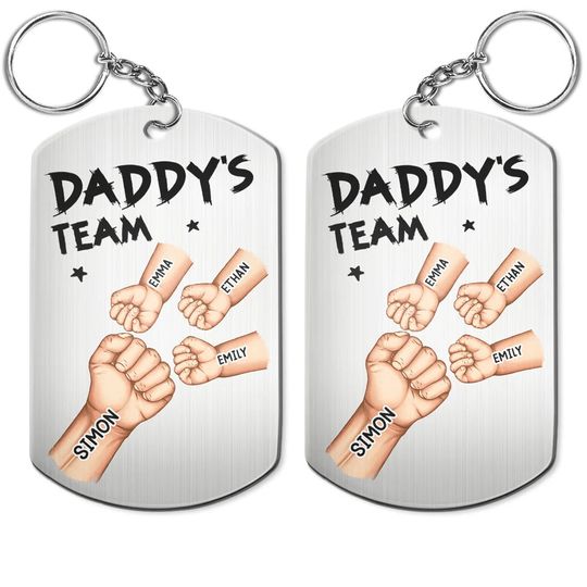 Discover Daddy's Team Hand Punch - Personalized Aluminum Keychain