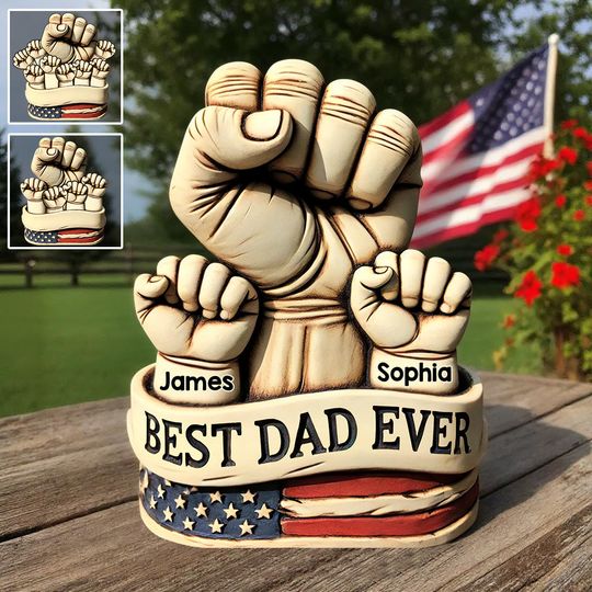 Discover Dad And Kids Hands - Personalized Father Custom Shaped Acrylic Plaque