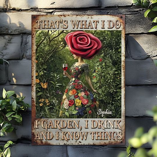 Discover That's What I Do I Garden I Drink I Know Things - Personalized Gardening Metal Sign
