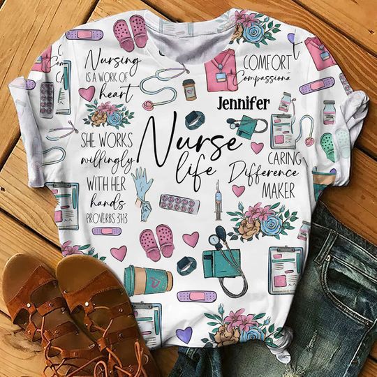 Discover Nursing Is A Work Of Heart - Personalized Nurse 3D T-Shirt