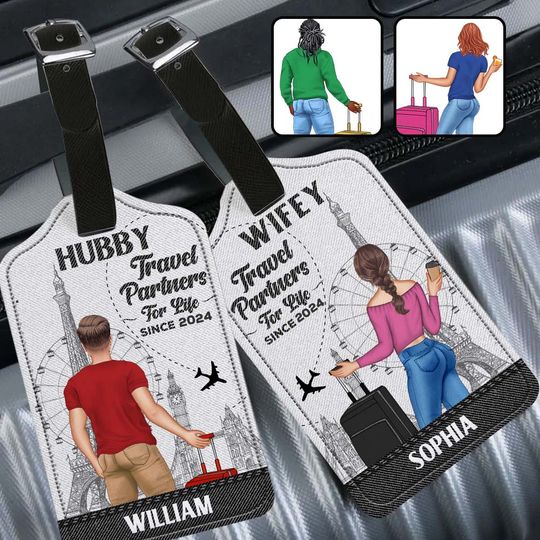 Discover Travel Partners For Life - Personalized Travelling Leather Luggage Tag