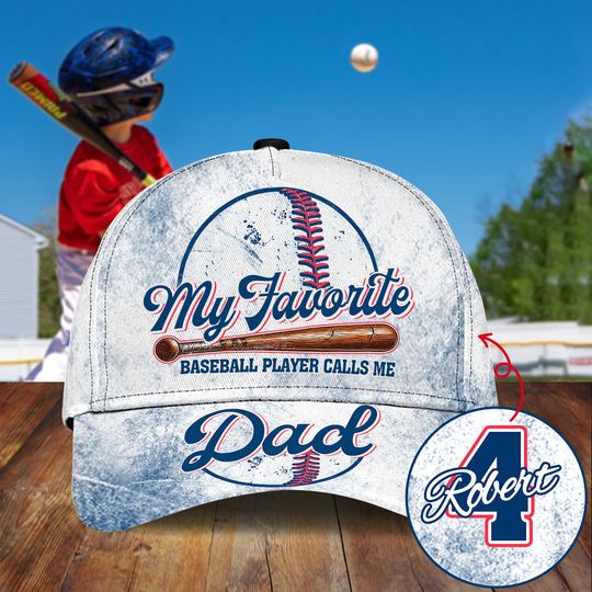 Discover Proud Dad Favorite Player Baseball - Personalized Baseball Classic Cap