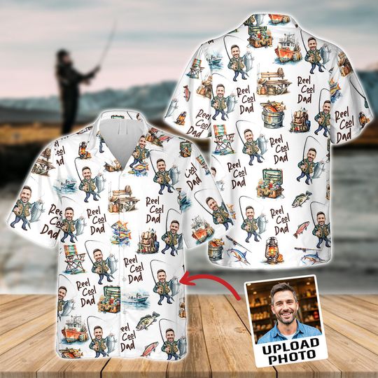 Discover Reel Cool Dad - Personalized Fishing Hawaiian Shirt