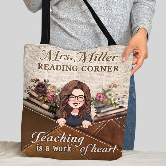 Discover Teaching is a work of heart - Personalized Teacher Tote Bag