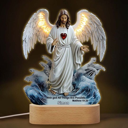 Discover With God All Things Are Possible - Personalized Christian Shaped Plaque Light Base