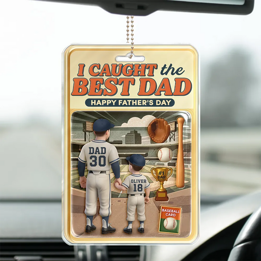 Discover Baseball I Caught The Best Dad Doll Box Effect Figure Style - Personalized Acrylic Car Hanger