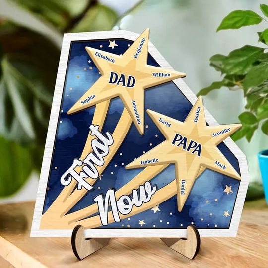 Discover First Being Dad Is An Honor, Now Being Papa Is Priceless - Personalized 2-Layered Wooden Plaque With Stand