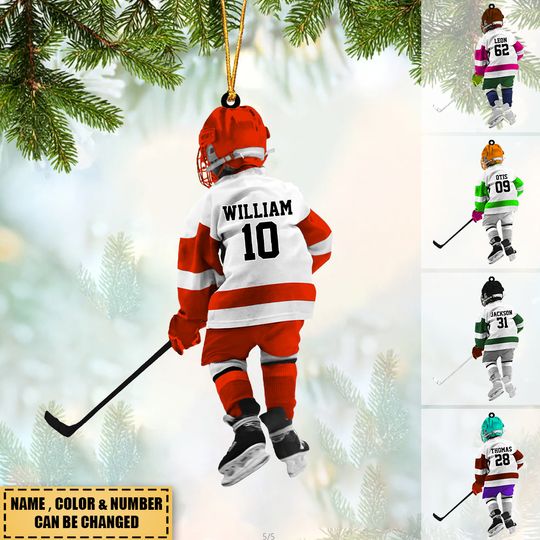 Discover Personalized Hockey Acrylic Ornament For Kids