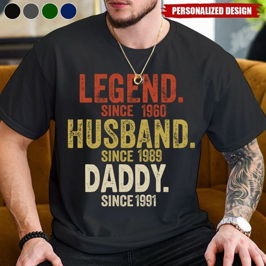 Discover Legend Husband Dad Papa-Personalized T-shirt