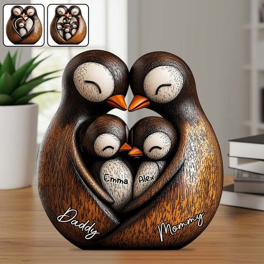 Discover Penguine Dad - Personalized Father Custom Shaped Acrylic Plaque