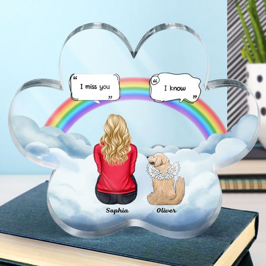Discover I Miss You - Memorial Gift For Pet Lovers, Dog Mom, Dog Dad, Cat Mom, Cat Dad - Personalized Paw Shaped Acrylic Plaque