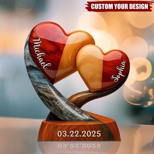 Discover Our Hearts Beat As One - Couple Personalized Custom Acrylic Plaque - Gift For Husband Wife, Anniversary