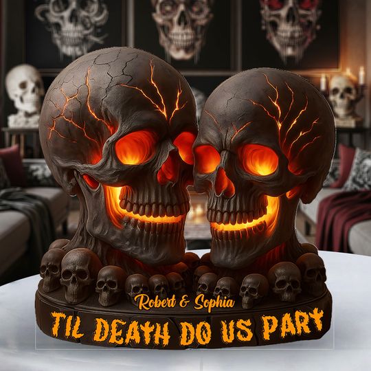 Discover Til Death Do Us Part - Personalized Skull Couple Custom Shaped Acrylic Plaque