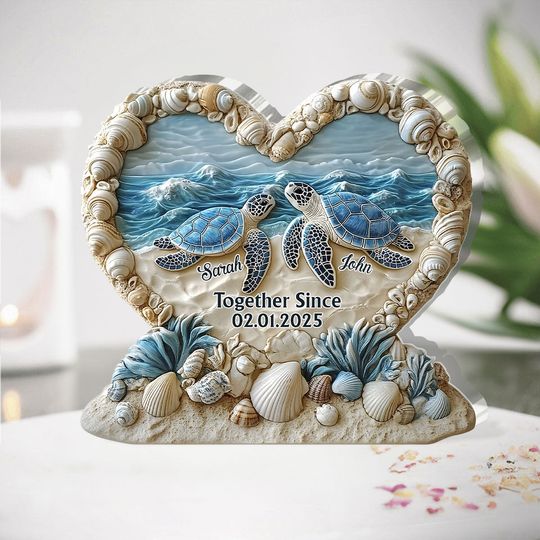 Discover Forever By The Sea - Personalized Couple Custom Shaped Acrylic Plaque