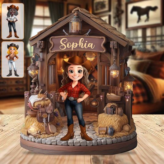 Discover Cowgirl's Barn - Personalized Cowgirl Custom Shaped Acrylic Plaque