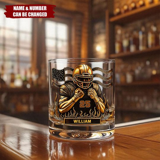 Discover Whiskey & American Football - Personalized Football Whiskey Glass
