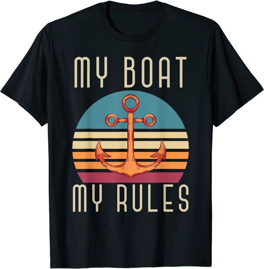 Discover Barco de Vela Náutica Âncora Meu Barco as Minhas Regras T-Shirt Desenho Barco