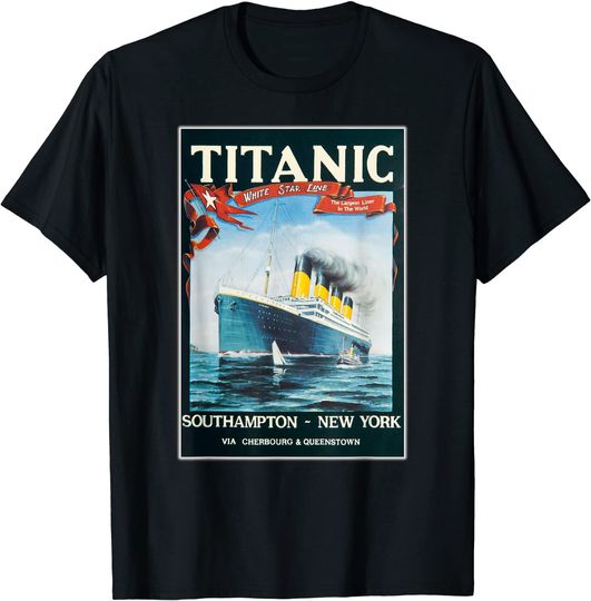 Discover T-Shirt Camiseta Manga Curta Para Homem Mulher Criança Desenho Barco Vintage Titanic
