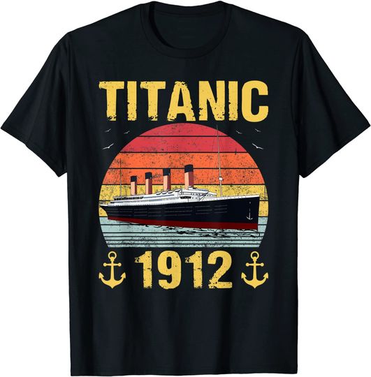 Discover Retro Titanic 1912 T-Shirt  Desenho Barco
