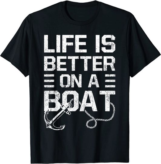 Discover T-Shirt Camiseta Manga Curta Para Homem Mulher Criança Desenho Barco  Vida é Melhor Num Barco
