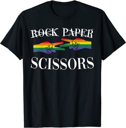 Discover Rock Paper Scissors LGBTQ+ T-Shirt Camiseta Manga Curta Para Casal Dia dos Namorados