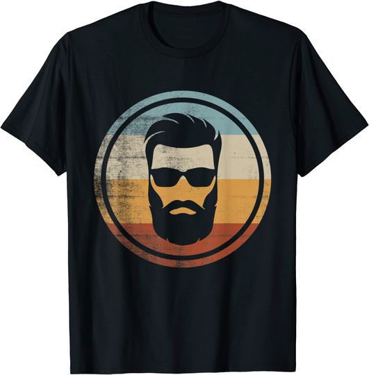 Discover Bearded Daddy Retro T-Shirt Homem  Logotipo Barbearia