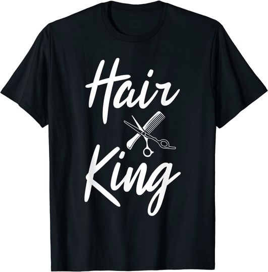 Discover Barber Hair King T-Shirt Camiseta Manga Curta Logotipo Barbearia