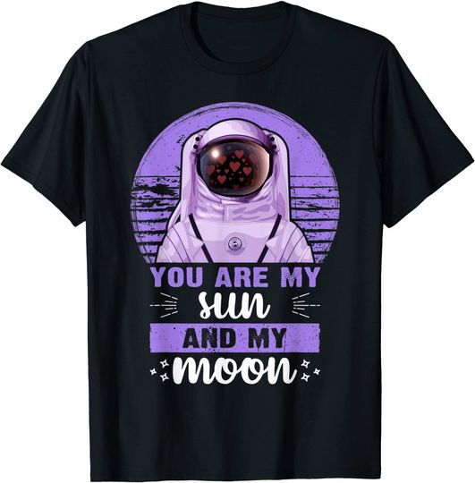 Discover Sol Luna Astronauta T-Shirt Camiseta Manga Curta Para Casal Dia dos Namorados