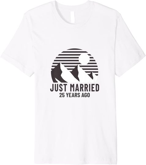 Discover Vintage Paisagem Presente 25º Aniversário de Casamento | T-Shirt Camiseta de Casal Manga Curta