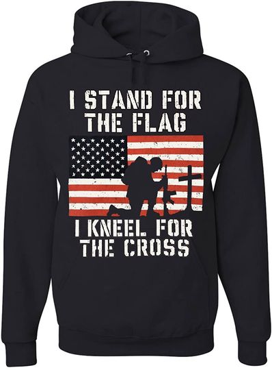 Discover Hoodie Unissexo I Stand for The Flag I Kneel for The Cross