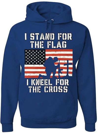 Discover Hoodie Unissexo I Stand for The Flag I Kneel for The Cross
