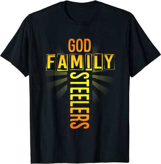 Discover God Family Steeler Presente Membros da Família | T-Shirt Camisete Manga Curta para Homem e Mulher
