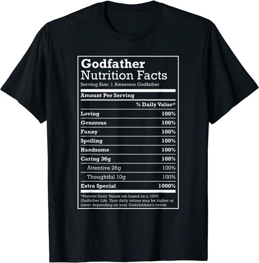 Discover Camiseta T Shirt Engraçadas Godfather Fatos Nutricionais para Homem e Mulher
