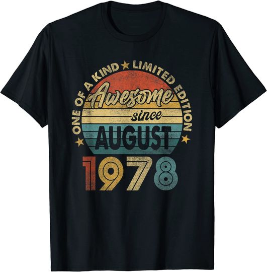 Discover 43rd Birthday Men Awesome Since August 1978 T-Shirt