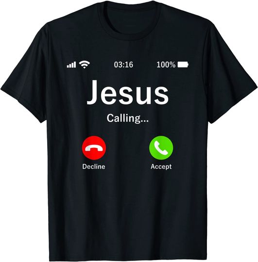Discover T-shirt para Homem e Mulher Jesus Is Calling Cristão