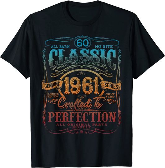 Discover T-shirt para Homem e Mulher Vintage 1961 Limited Edition 60th Birthday