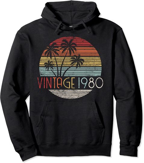 Discover Vintage 1980 Pullover Hoodie Palm Tree