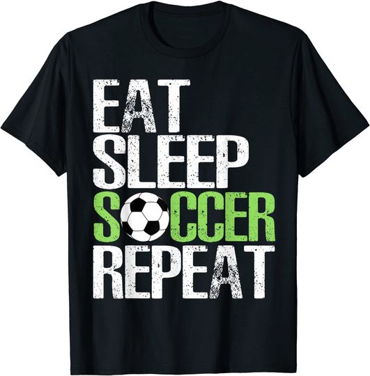 Discover Eat Sleep Soccer Repeat T-shirt Futebol