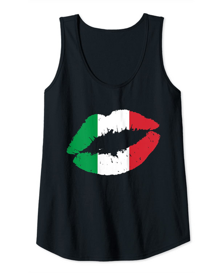 Discover Italy Lips Kiss Italian Flag Pride Sports Soccer Fan Gift Tank Top
