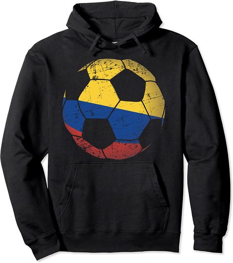 Discover Colombia Soccer Ball Flag Jersey Colombian Football Pullover Hoodie