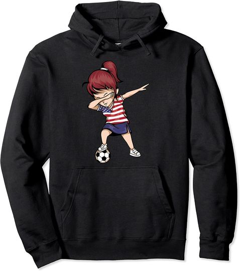 Discover Dabbing Soccer Girl United States Jersey USA Football Pullover Hoodie