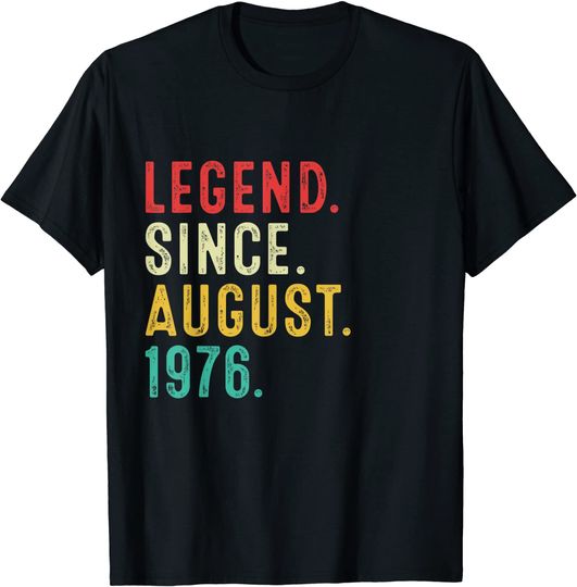 Discover 45 Years Old Retro Legend Since August 1976 45th Birthday T Shirt