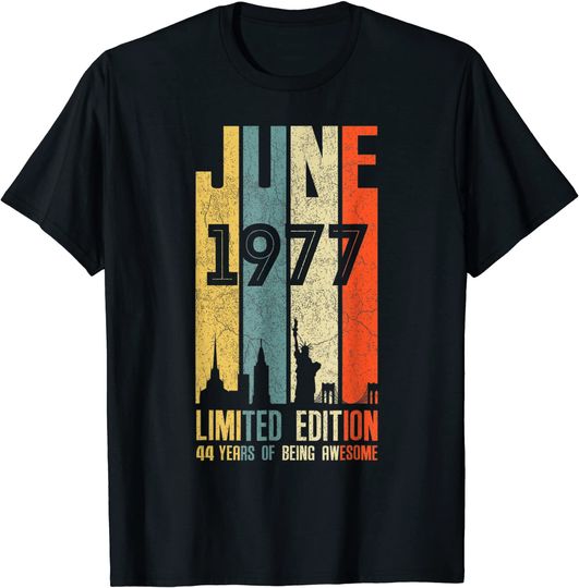 Discover 44th Birthday Decorations June 1977 T Shirt
