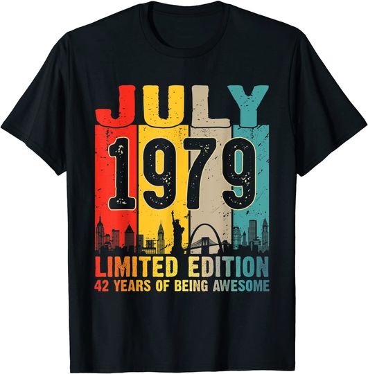 Discover 42 Years Old Vintage July 1979 Limited Edition 42nd Birthday T Shirt