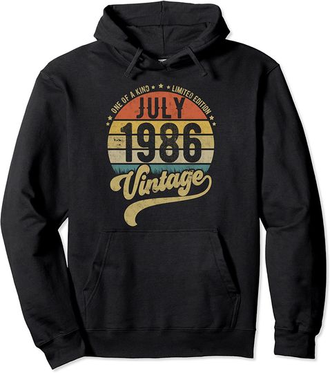 Discover Reto Vintage 35th Birthday, 35 years old Born in July 1986  Hoodie