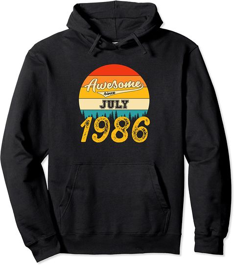 Discover Awesome Since July 1986 35 Years Old Birthday Awesome Hoodie